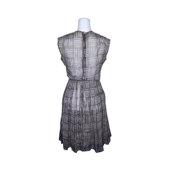 Vintage 50s Sheer Fit & Flare Dress Womens Size S Gray Pleated Sleeveless Pinup - Picture 3 of 4